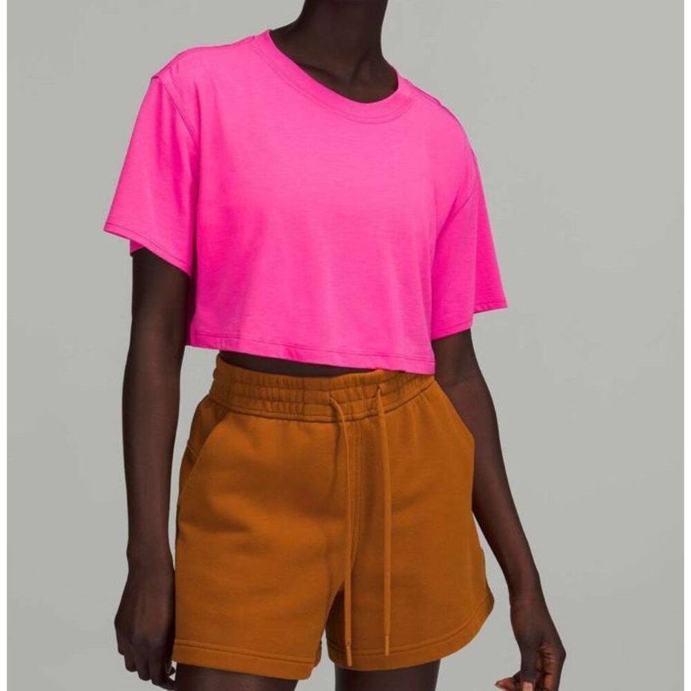 Lululemon All Yours Cropped T-Shirt, Sonic Pink (First Release), Next-to-New, Si